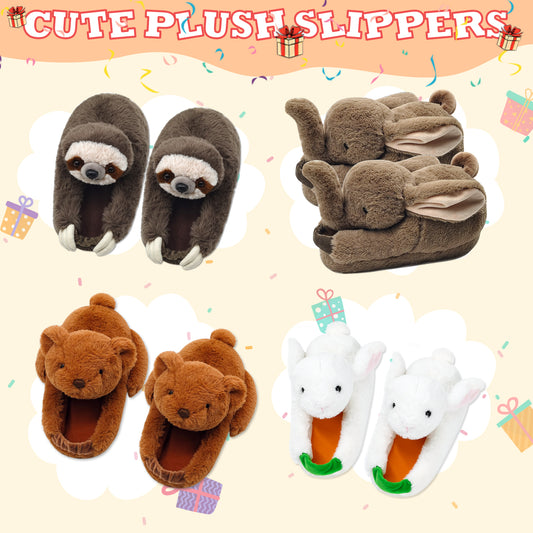 Selected 4 cute and fun animal plush slippers