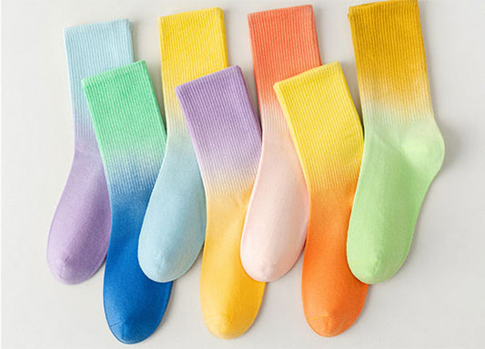 Elevate Your Style with Colorful Gradient Socks: Casual Fashion Crew Socks for Men and Women