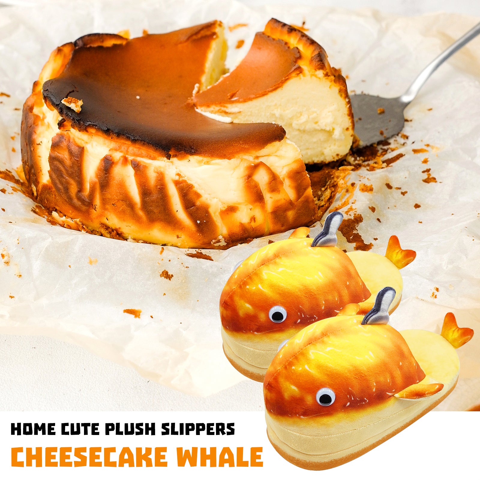 Whale cheesecake slippers