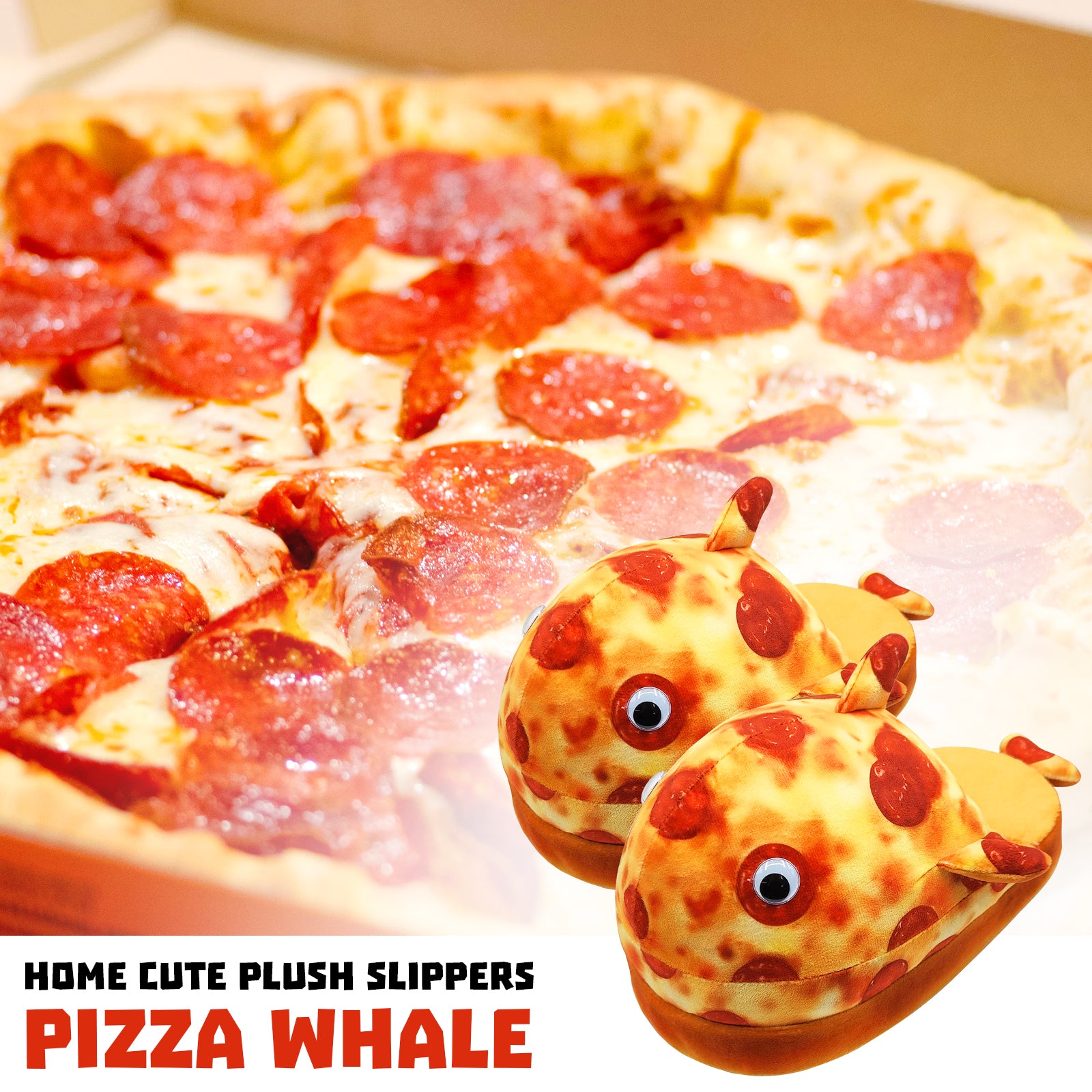 Whale pizza slippers