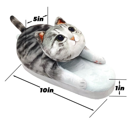 Cute adult grey cat slippers