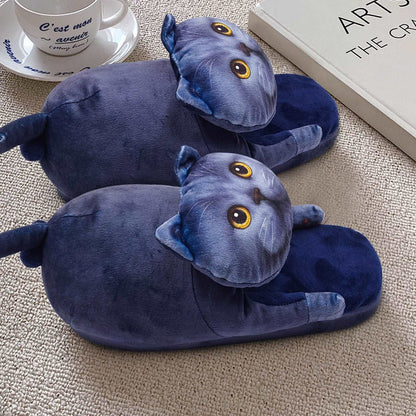 Cute blue cat slippers