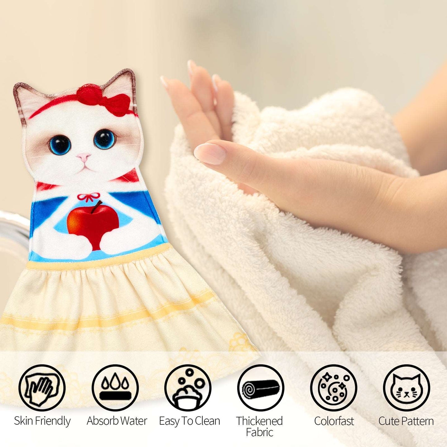 Fairy Tale Series Snow White，cat hand towel