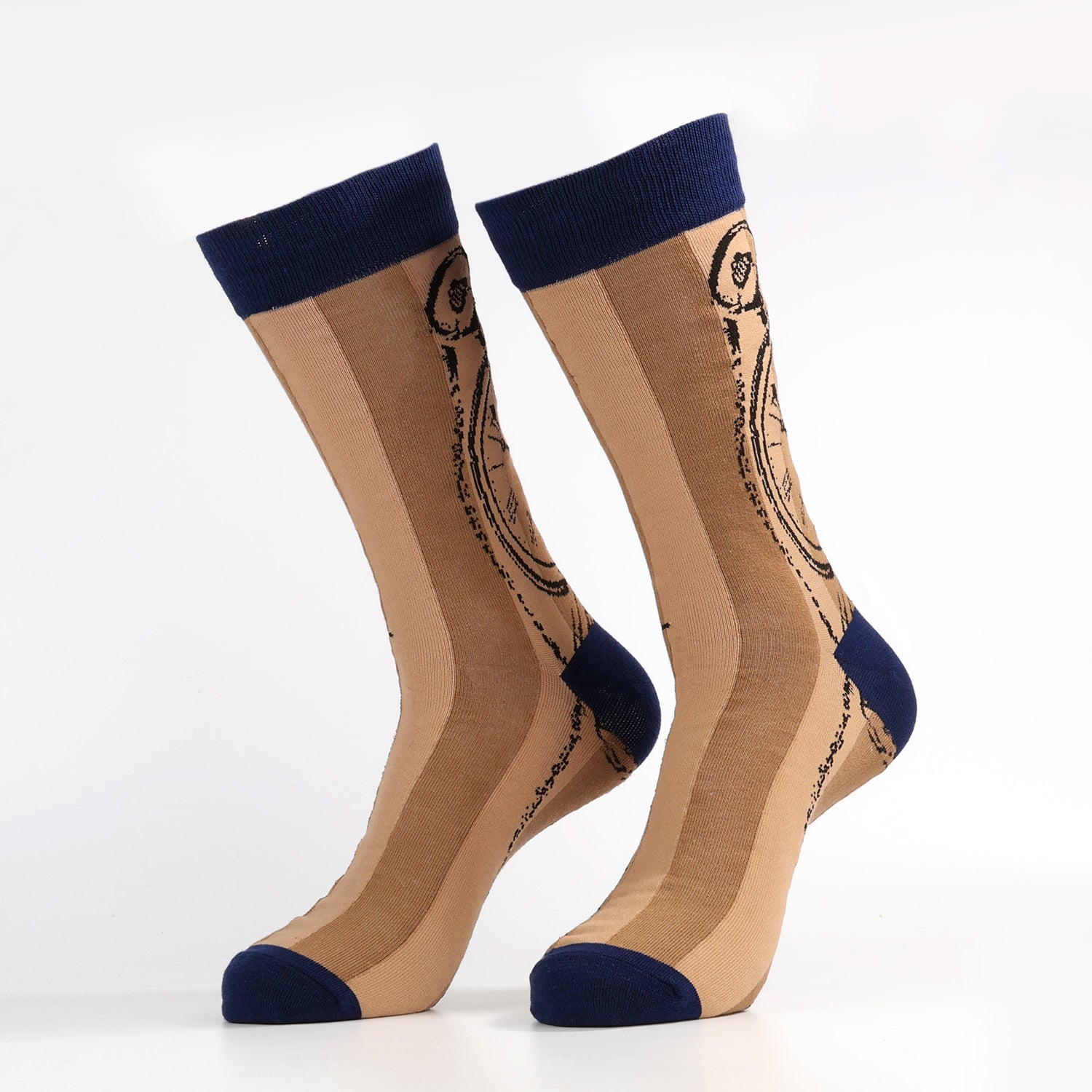 Navy Blue Pocket Watch Socks | Novelty crew neck stockings