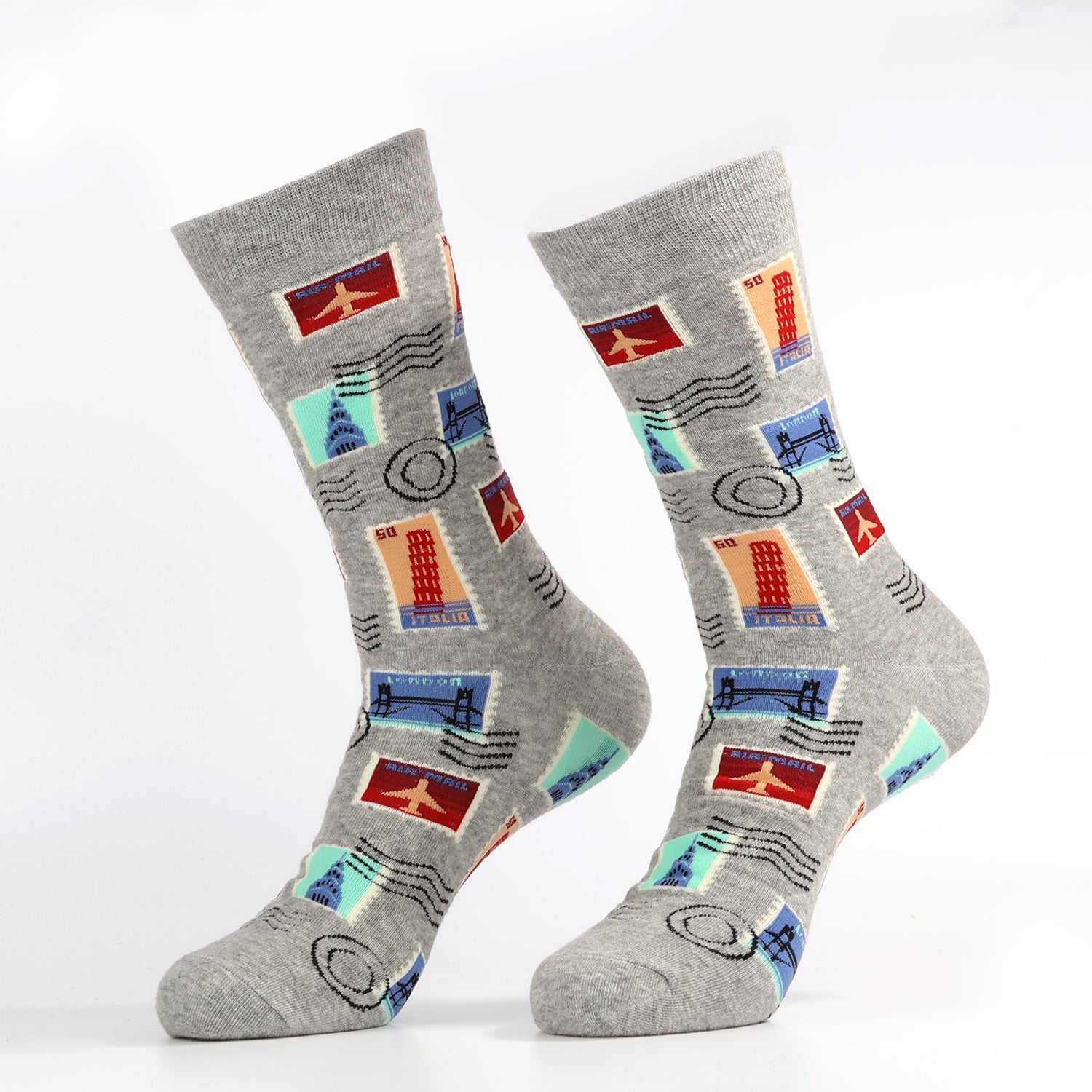 Gray Stamp Socks | Novelty postcard stocking stuffers