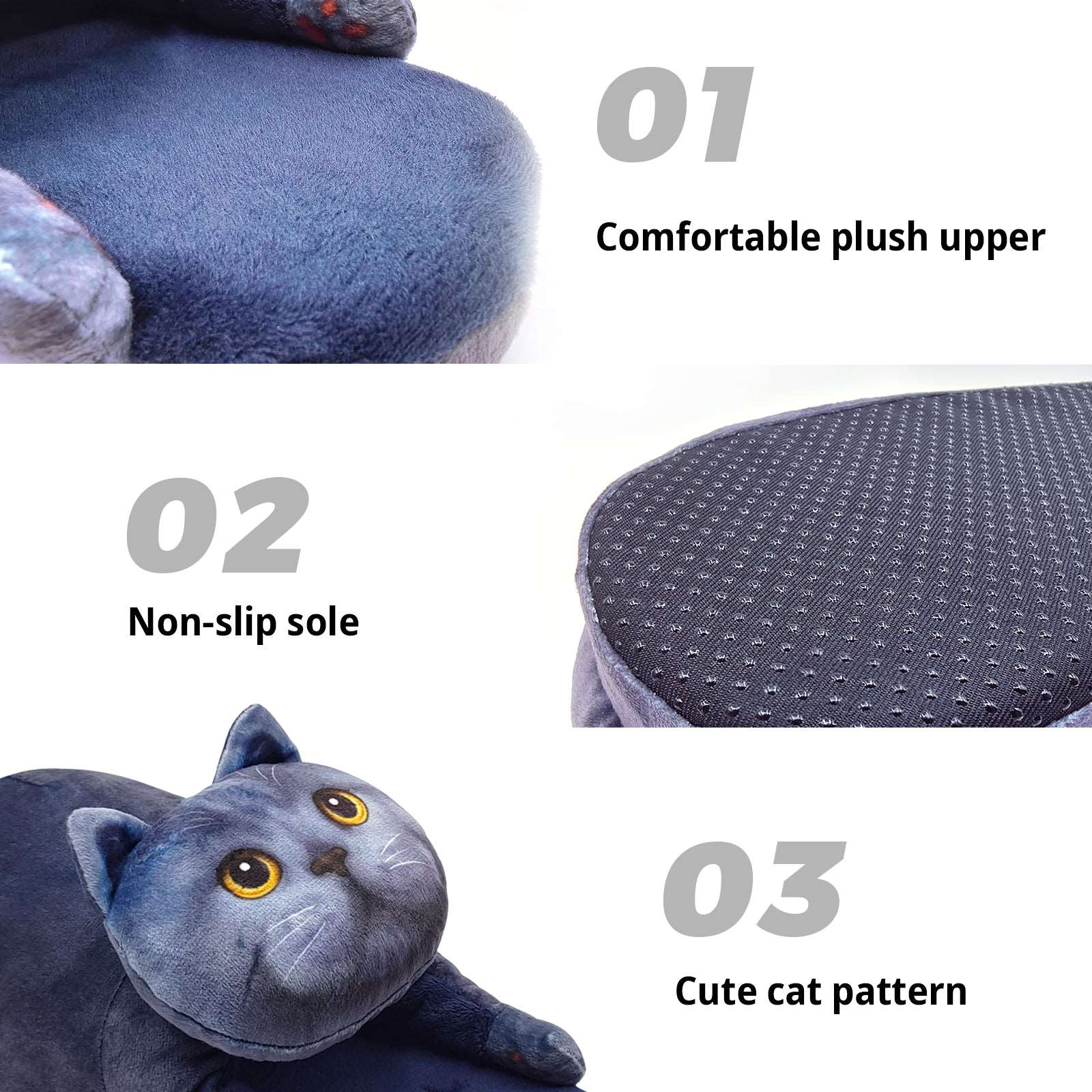 Details of blue cat slippers