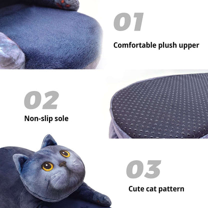 Details of blue cat slippers