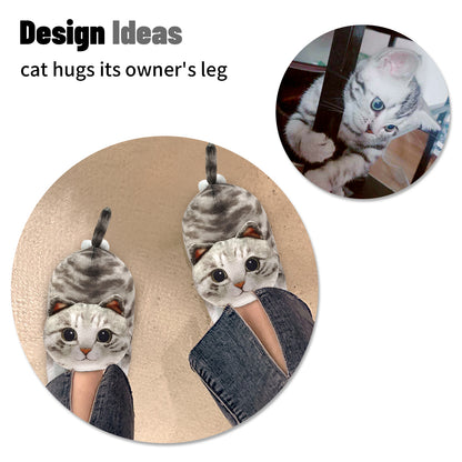 Cute adult grey cat slippers