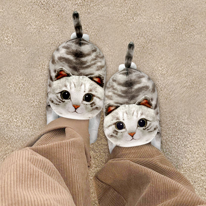 Cute adult grey cat slippers