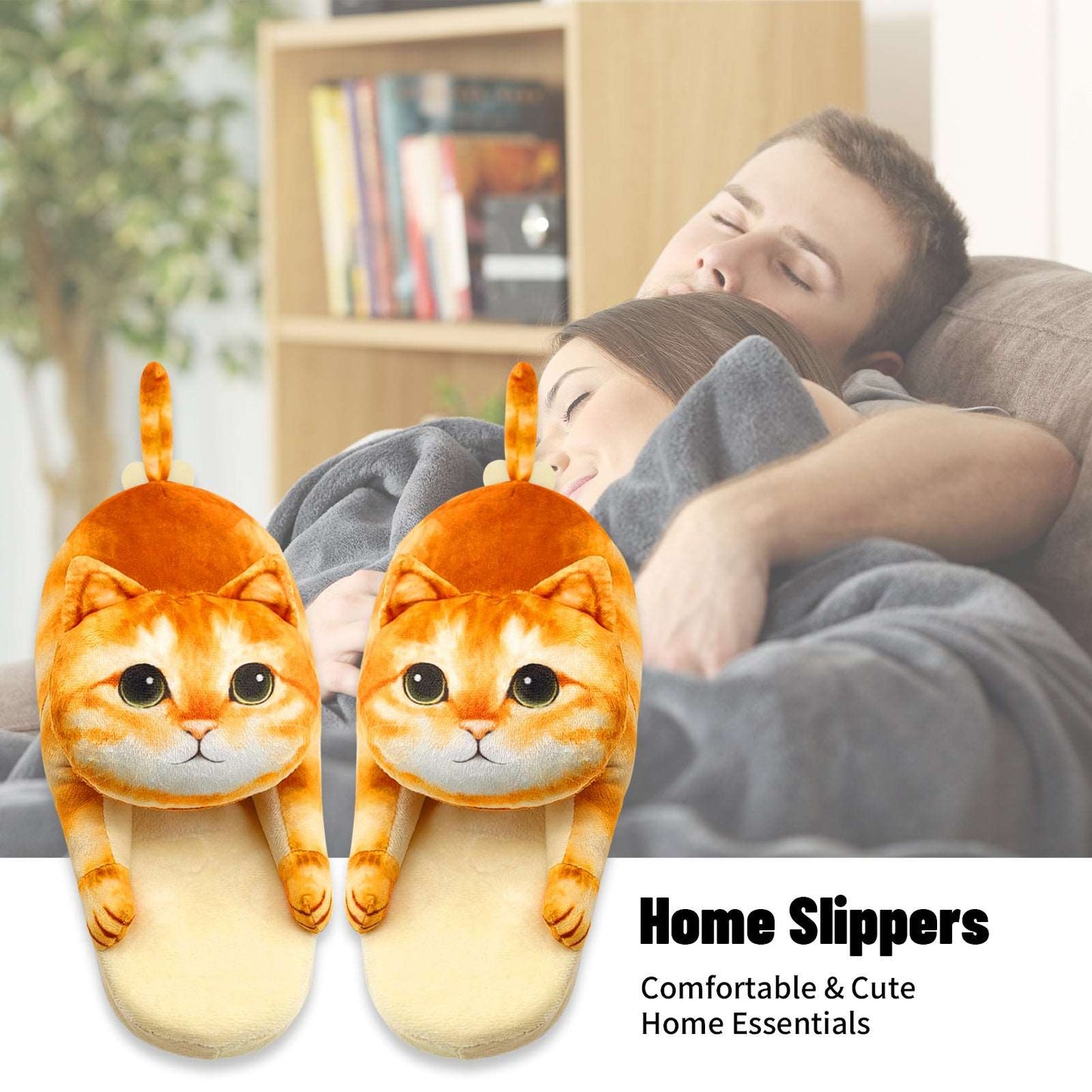 Orange cat slippers