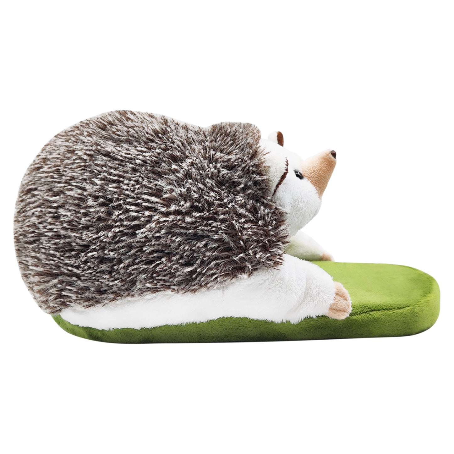 Plush hedgehog slippers side view