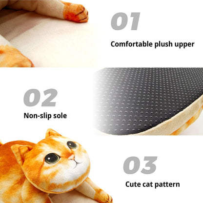 Orange cat slippers