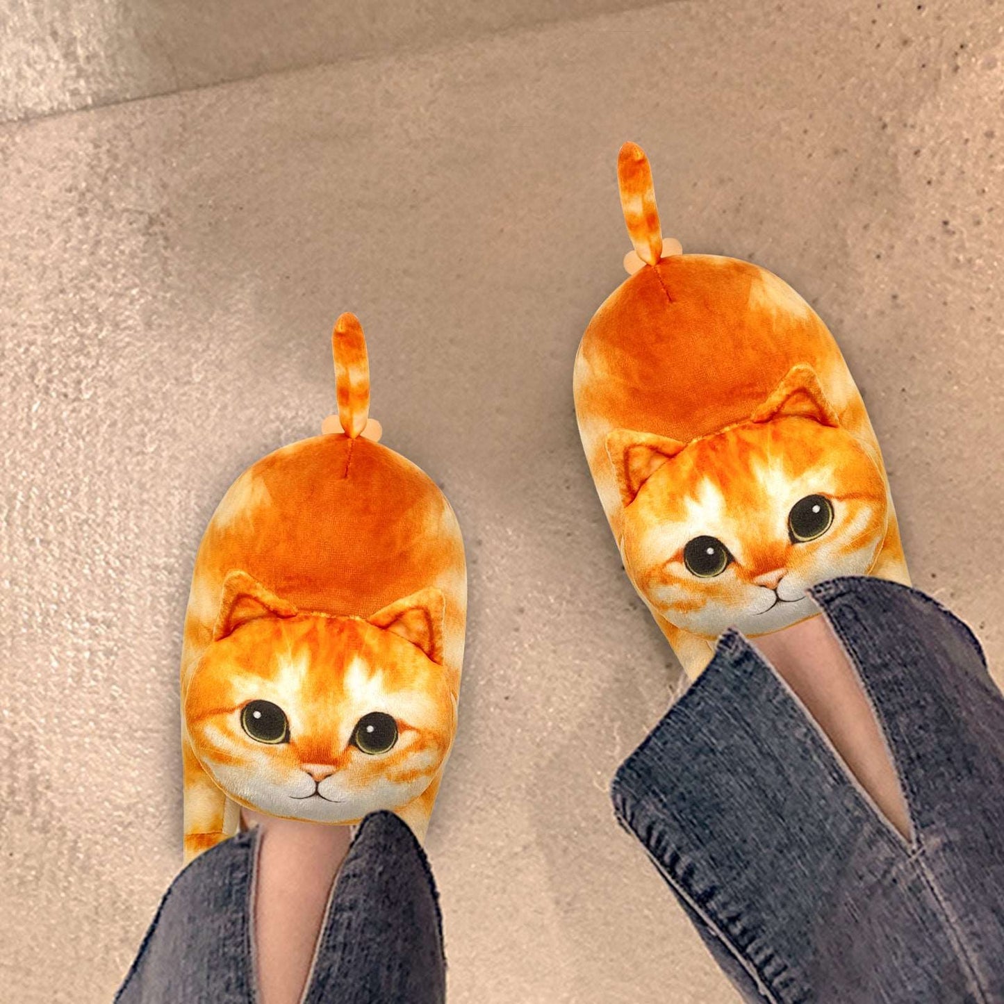 Orange cat slippers