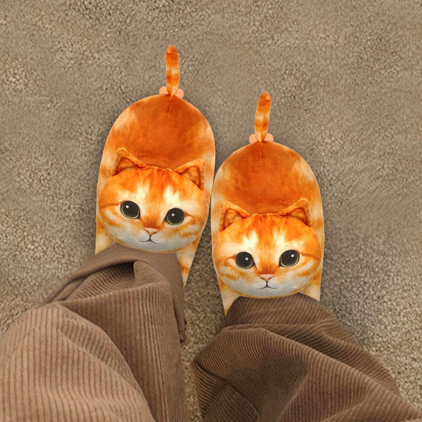 Orange cat slippers