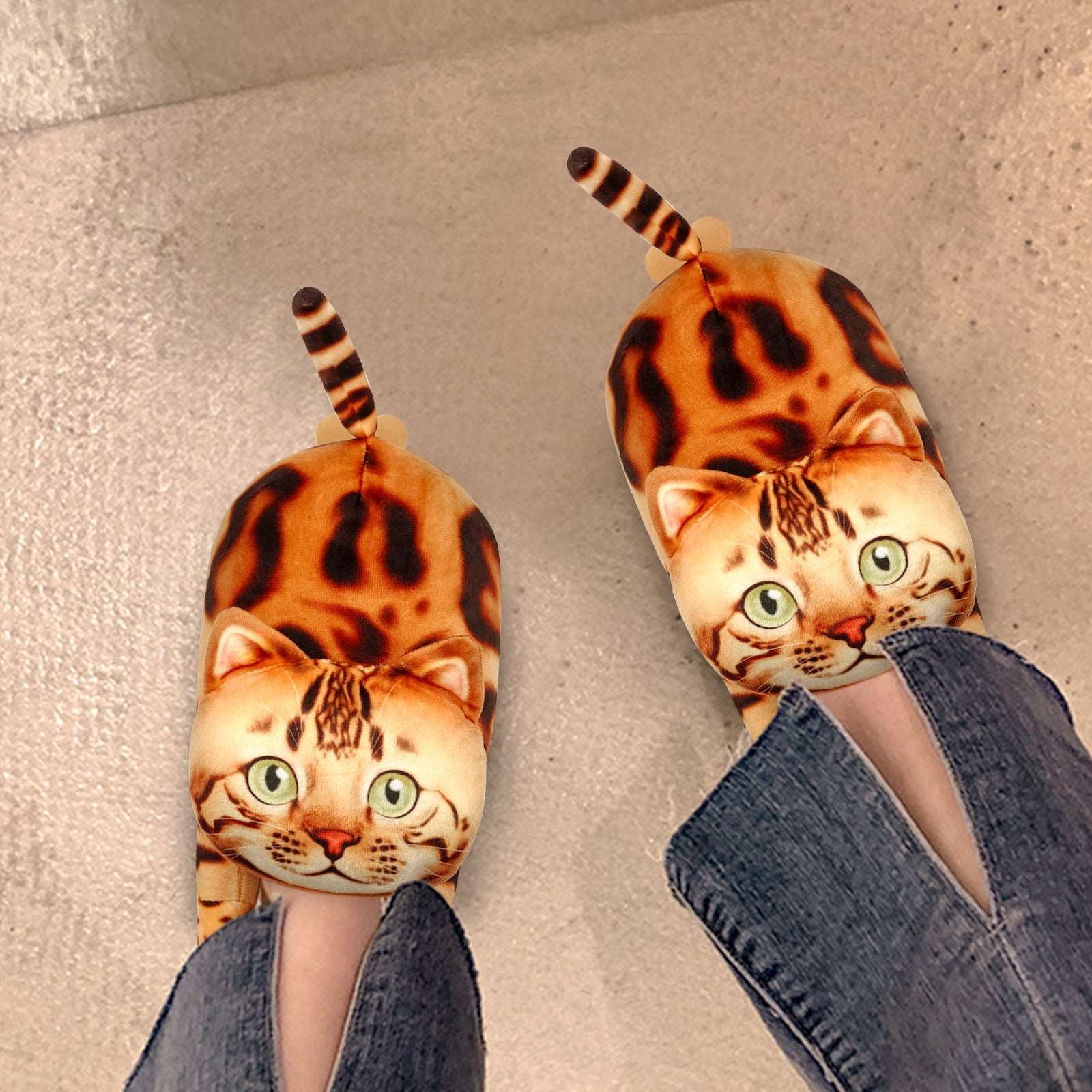 Leopard cat slippers