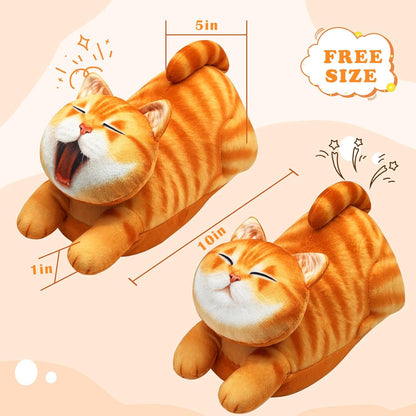 stretching cat slippers