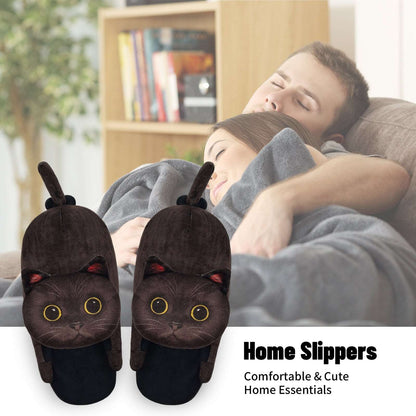 Home black cat slippers