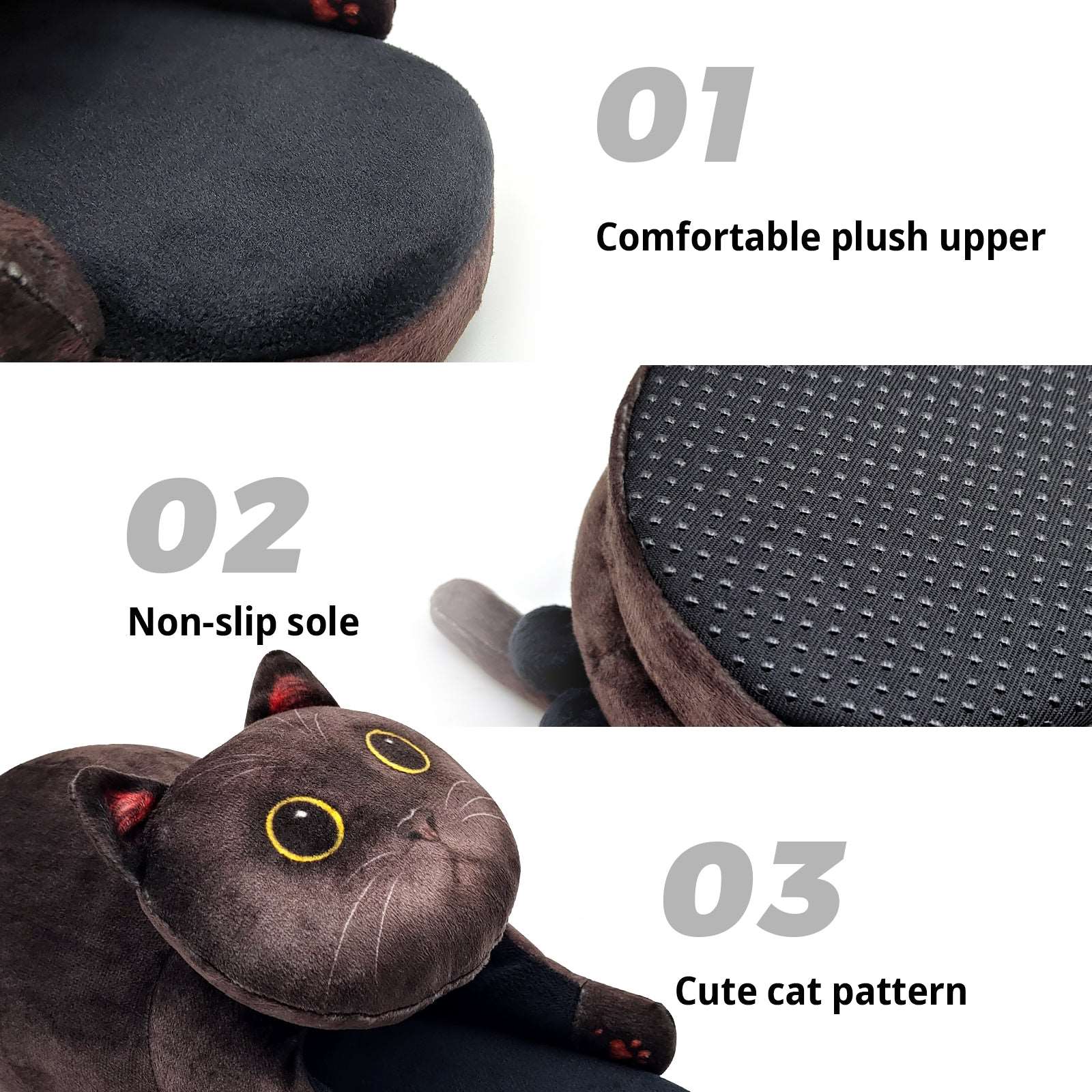 Details of black cat slippers