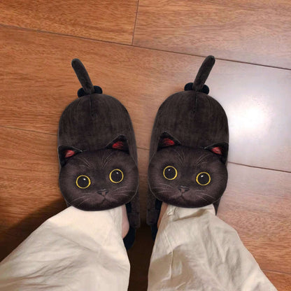 Cute black cat slippers