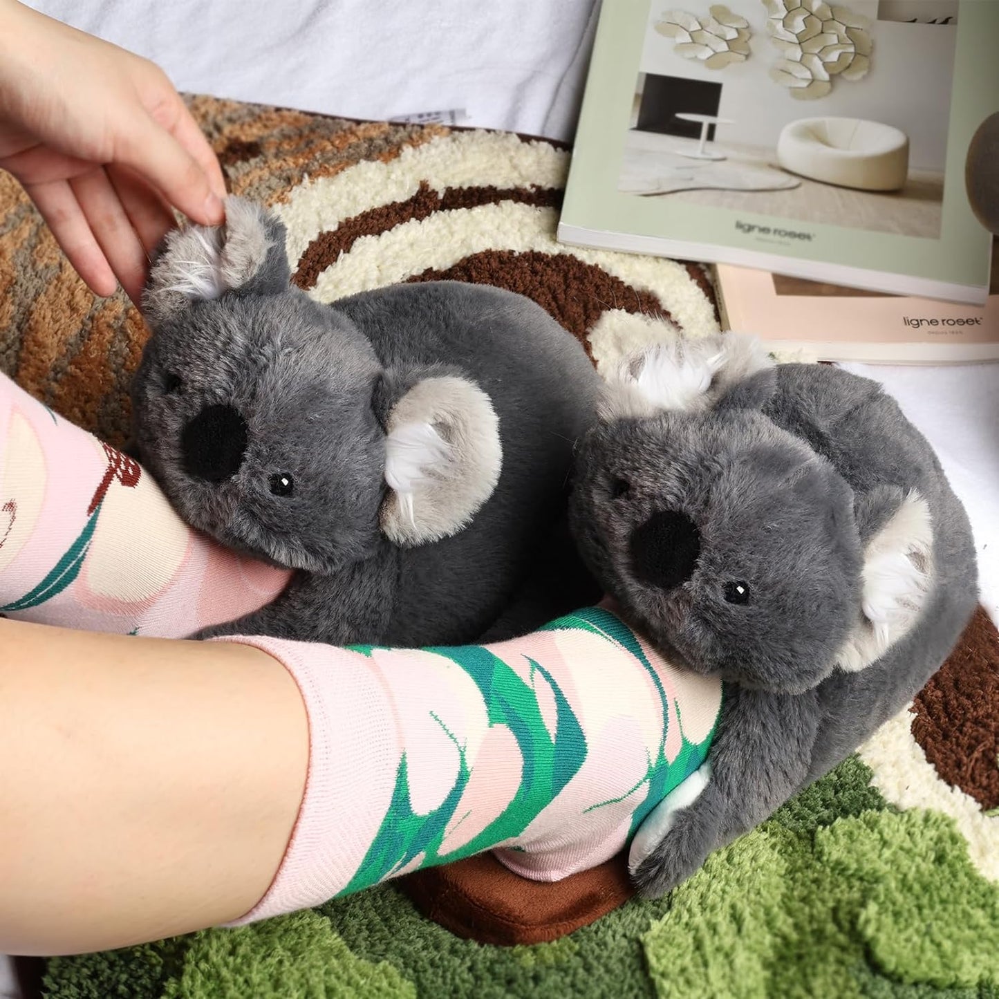 Cute plush koala slippers