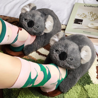 Cute plush koala slippers to wear on your feet