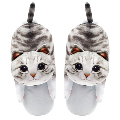 Cute adult grey cat slippers