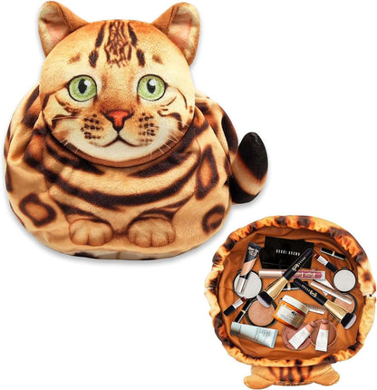 Leopard Cat Drawstring Cosmetic Bag