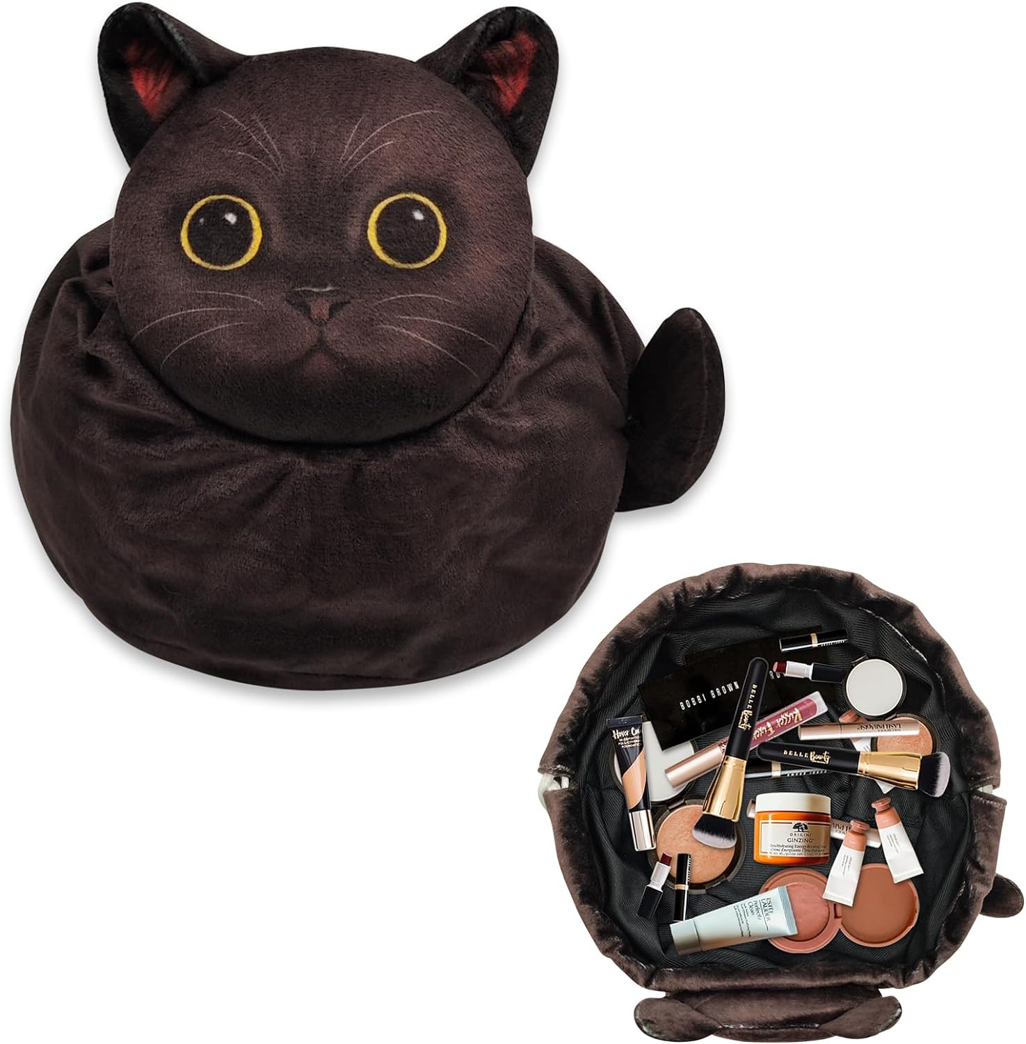 Black Cat Drawstring Cosmetic Bag