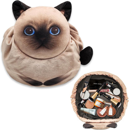 Siamese cat drawstring cosmetic bag