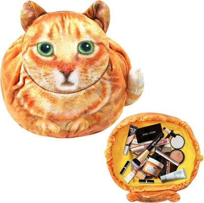 Orange cat cosmetic bag