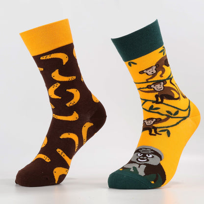 Banana Monkey Socks |  Funny Animal Crew Socks