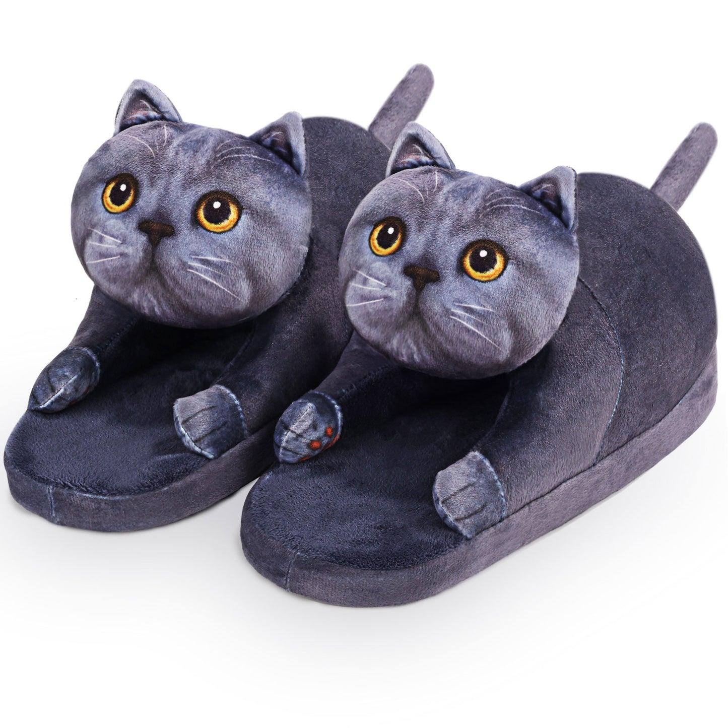 Plush cat slippers, a gift for cat lovers