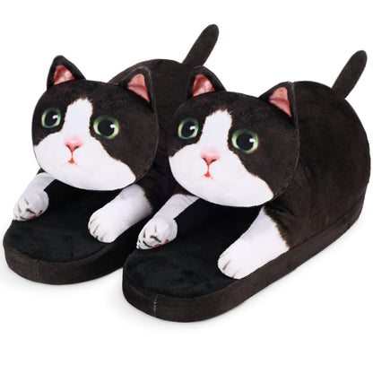 Plush cat slippers, a gift for cat lovers