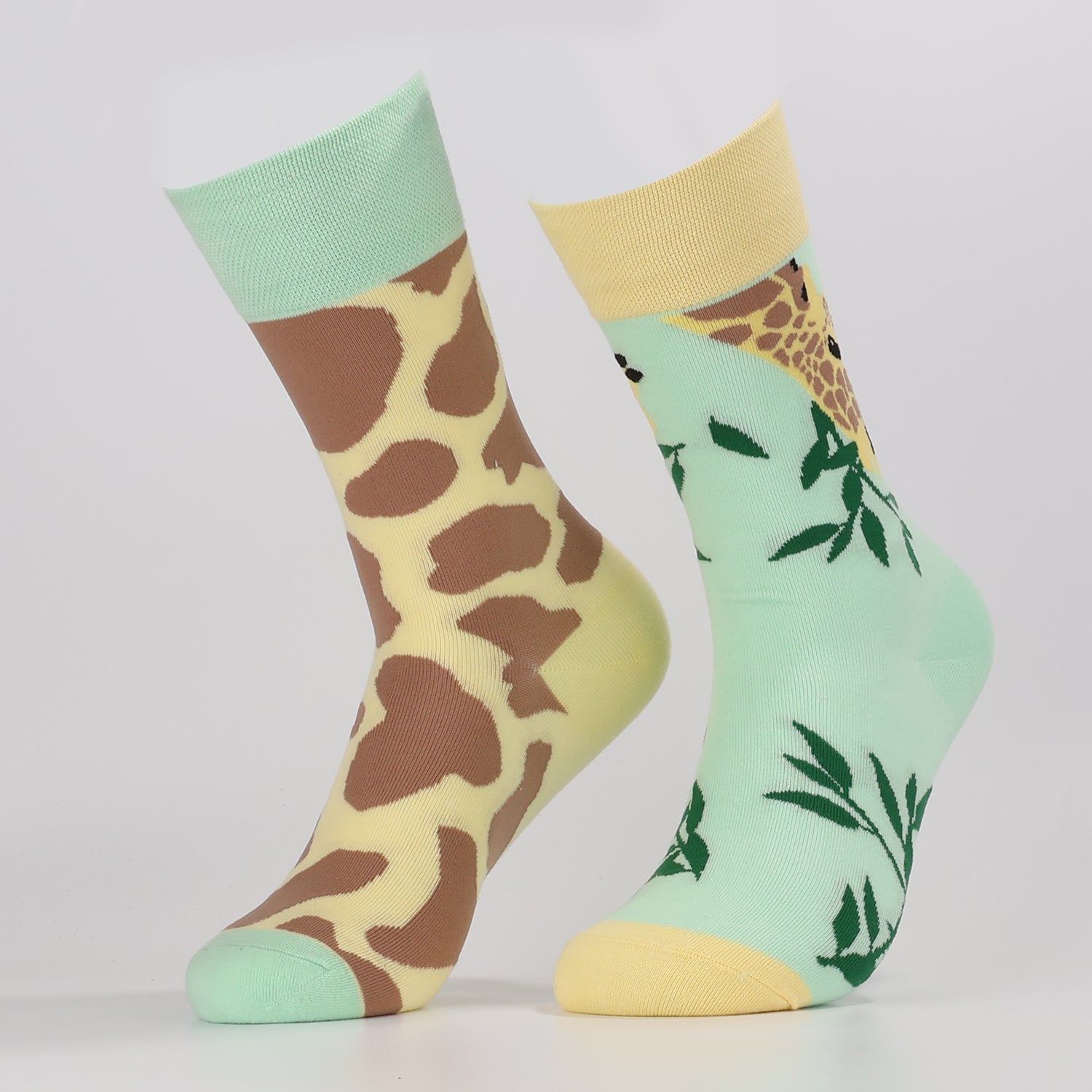 Giraffe Eating Grass Socks | Funny Crew Socks For Women