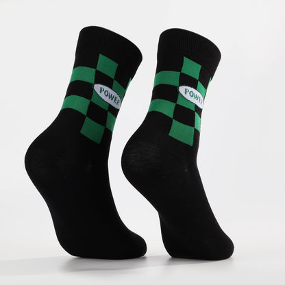 Green Power Grid Socks