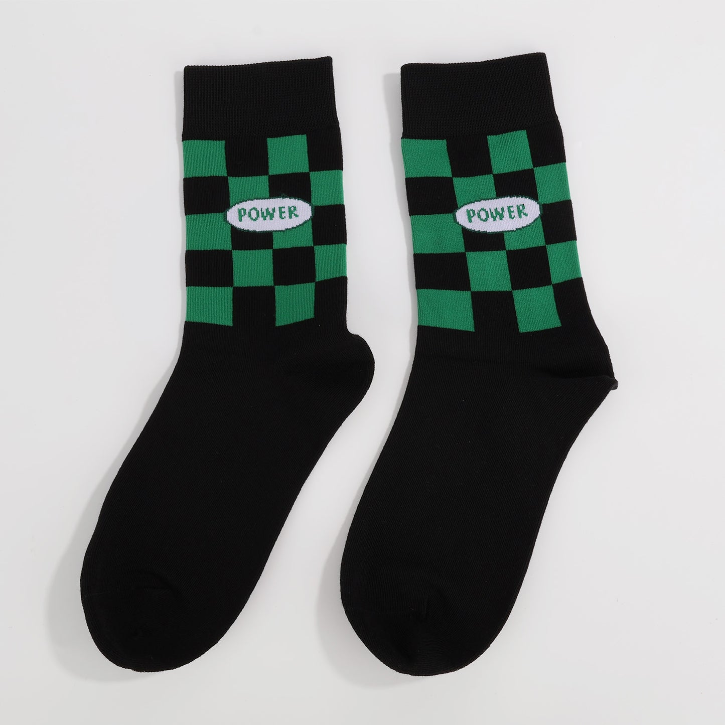 Green Power Grid Socks