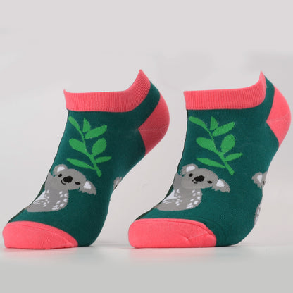 Koala Leaf Green Ankle Socks | Funny Socks For Women