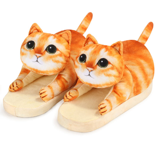 Plush cat slippers, a gift for cat lovers