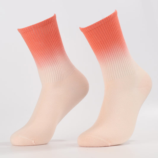 Orange to Pink Socks | Novelty Crew Socks For Women