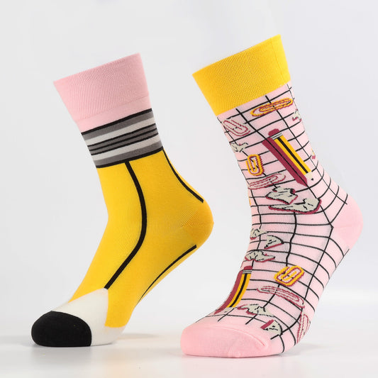 Pencil Play Socks | Funny Crew Socks For Women