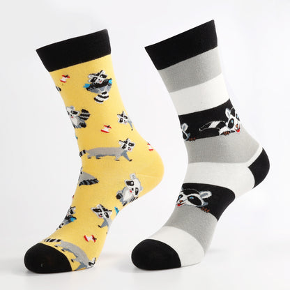 Raccoon Socks | Funny Crew Socks For Women