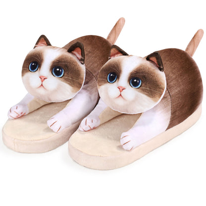 Plush cat slippers, a gift for cat lovers