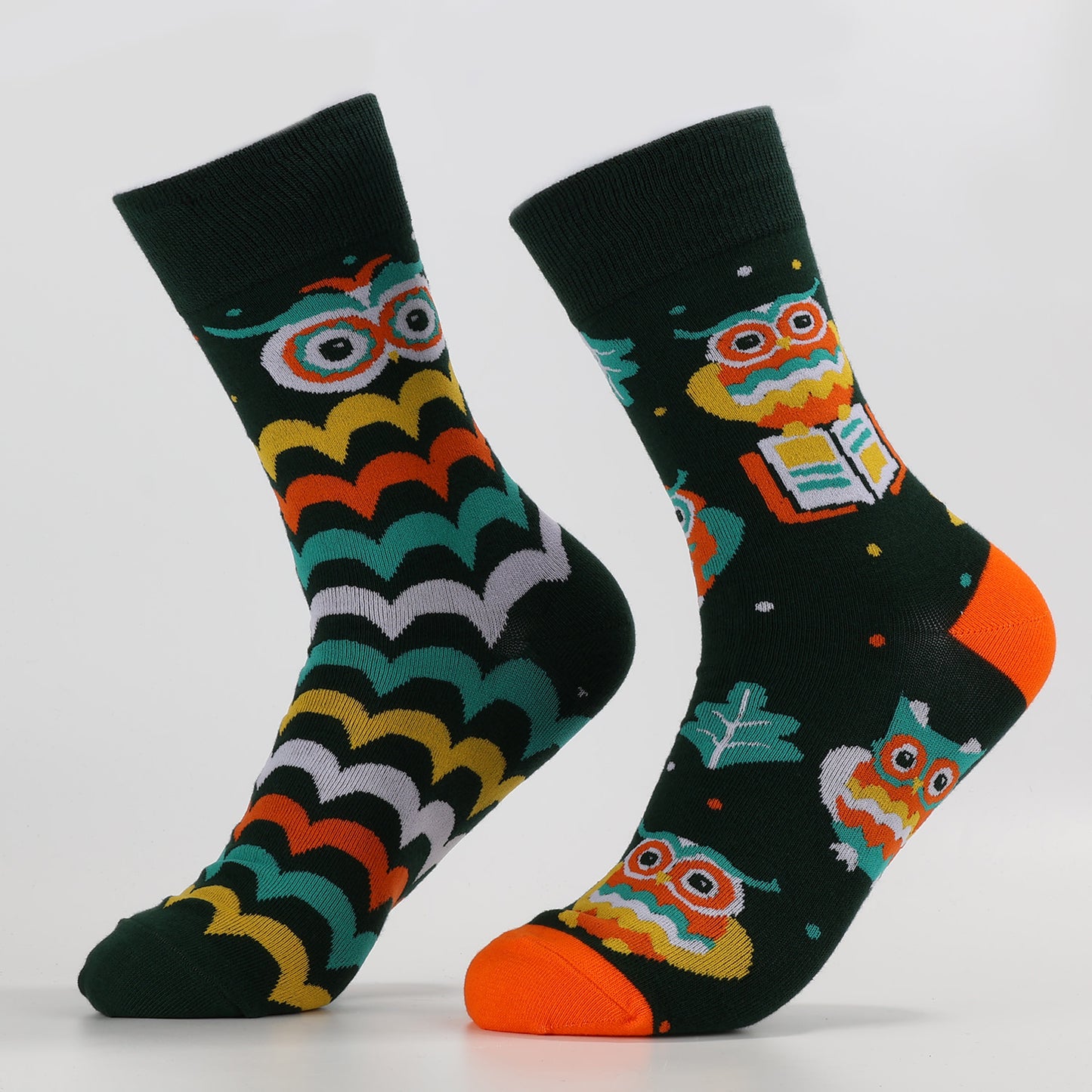 Read Owl Socks | Colorful Owl Crew Socks