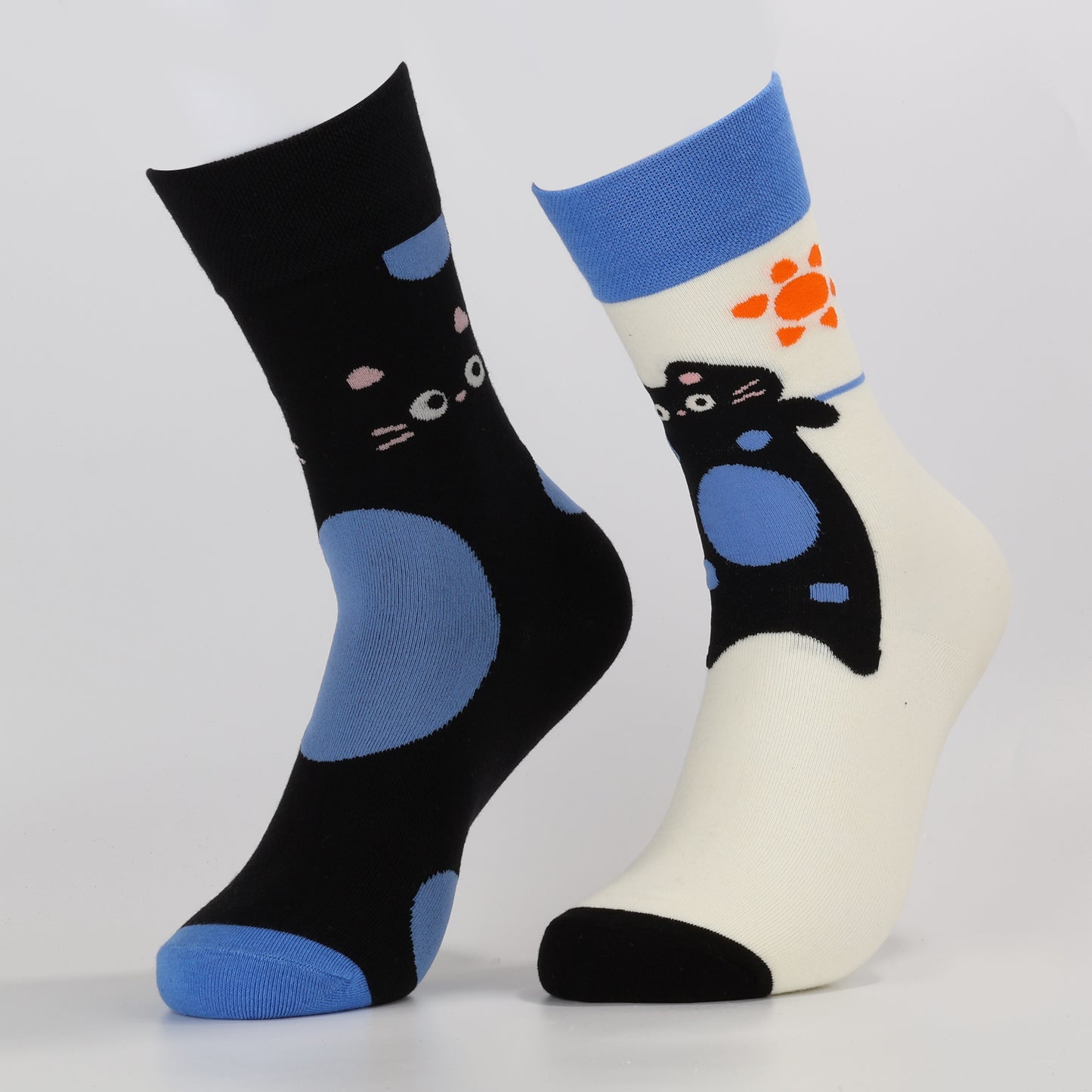 Spotted Black Cat Socks | Funny Animal Crew Socks