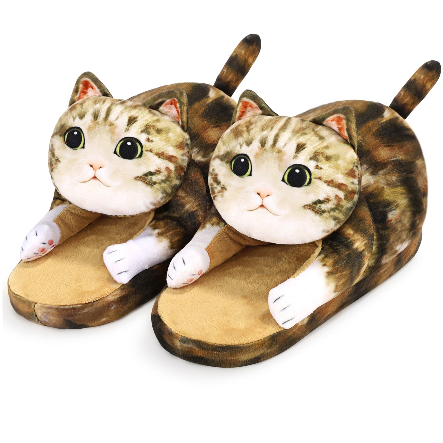 Plush cat slippers, a gift for cat lovers