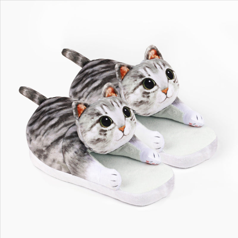 Grey Cat Slippers