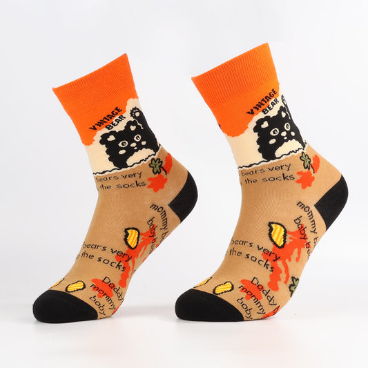 Vintage Bear Socks | Funny Crew Socks For Women