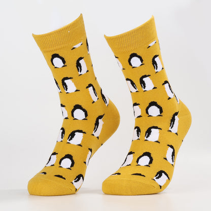 Yellow Penguin Socks | Cute Crew Socks For Women