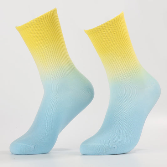 Yellow to Blue Socks | Funny Crew Socks For Women