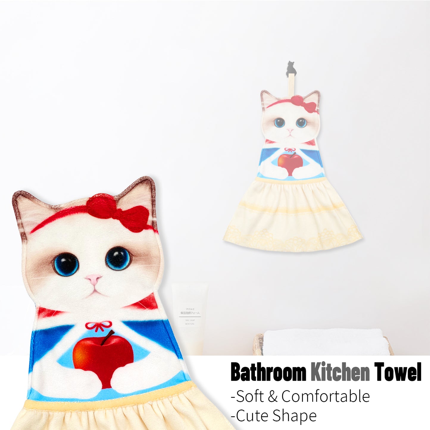 Fairy Tale Series Snow White，cat hand towel